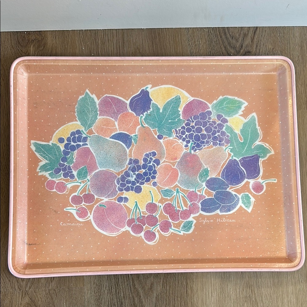 Vintage Cottagecore French Serving Tray by Sylvie Hetreau for Camaieu 18” x 14”